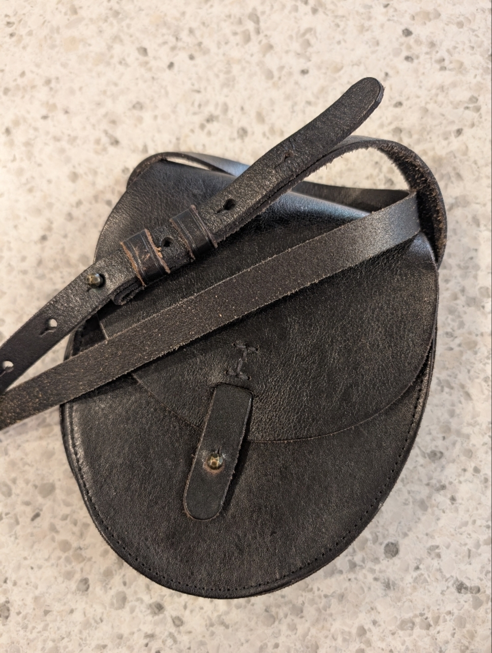 Lucky Brand Leather Mini Purse Cross Body Small Oval Bag Black Western Boho